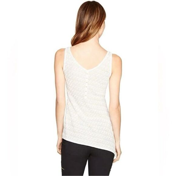 White House Black Market Sleeveless V-Neck Asymmetrical Hem Tank - Picture 2 of 5